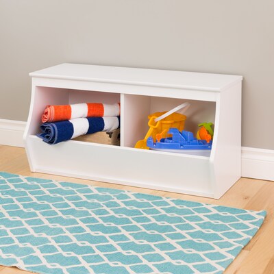 Prepac Monterey Stackable 2-Bin Storage Cubbie, White (WUSD-0002-1)