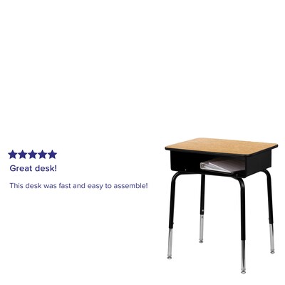 Flash Furniture 24"W Student Desk with Open Front Metal Book Box, Wood Grain/Black (FD-DESK-GG)