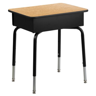 Flash Furniture 24"W Student Desk with Open Front Metal Book Box, Wood Grain/Black (FD-DESK-GG)