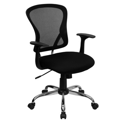 Flash Furniture Alfred Ergonomic Mesh Swivel Mid-Back Task Office Chair, Black (H8369FBLK)