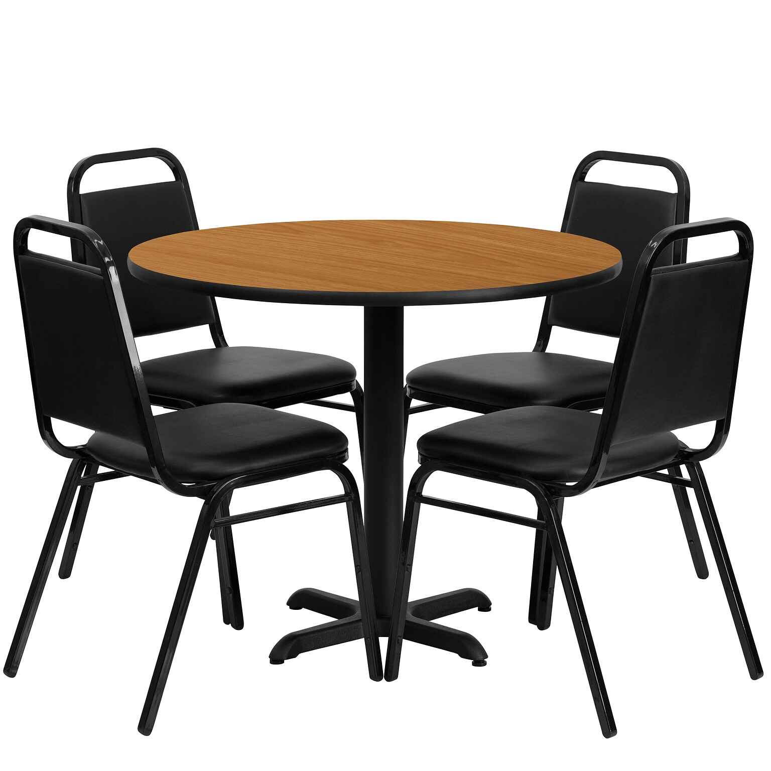 Flash Furniture Carlton 5-Piece 36 Round Laminate Table and Chair Set, Natural/Black (HDBF1003)