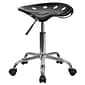 Flash Furniture Vibrant Tractor Seat and Chrome Stool, Black