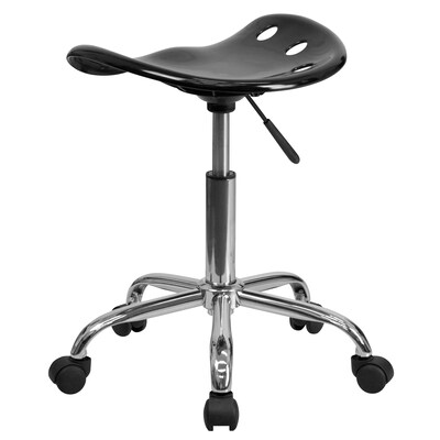 Flash Furniture Vibrant Tractor Seat and Chrome Stool, Black