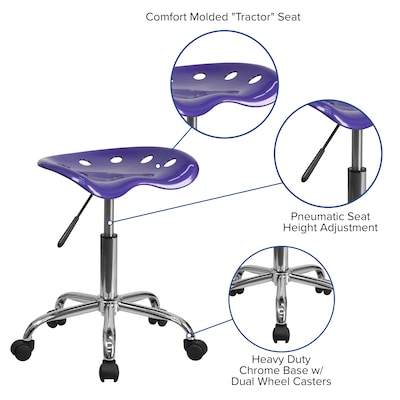 Flash Furniture Vibrant Tractor Seat and Chrome Stool, Violet