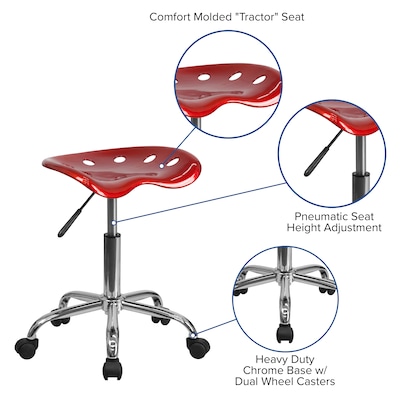 Flash Furniture Vibrant Tractor Seat and Chrome Stool, Wine Red