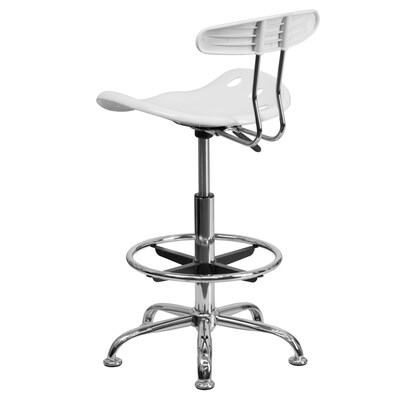 Belnick Vibrant Chrome Drafting Stool with Tractor Seat, White