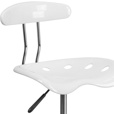 Belnick Vibrant Chrome Drafting Stool with Tractor Seat, White