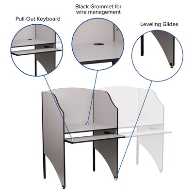 Flash Furniture Starter Study Carrel, Grey