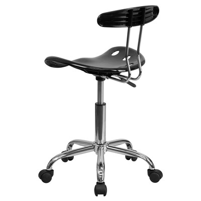 Flash Furniture Elliott Armless Plastic and Chrome Task Office Chair with Tractor Seat, Black and Chrome (LF214BLACK)