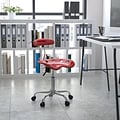 Flash Furniture Elliott Armless Plastic and Chrome Task Office Chair with Tractor Seat, Vibrant Wine