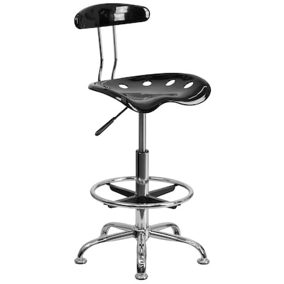 Flash Furniture Plastic Drafting Stool, Gray/Vibrant Black (LF-215-BLK-GG)