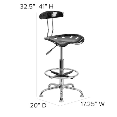 Flash Furniture Plastic Drafting Stool, Gray/Vibrant Black (LF-215-BLK-GG)