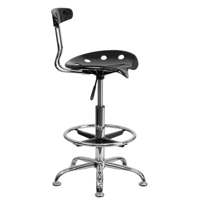 Flash Furniture Plastic Drafting Stool, Gray/Vibrant Black (LF-215-BLK-GG)