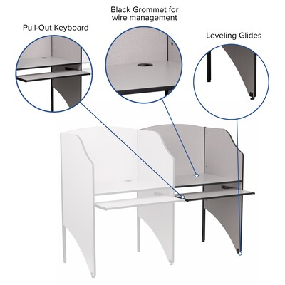 Flash Furniture Add-On Study Carrel, Grey