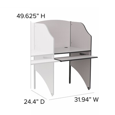 Flash Furniture Add-On Study Carrel, Grey