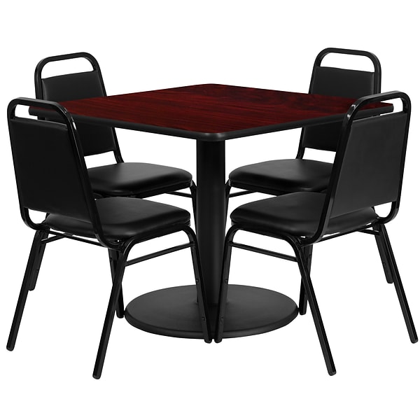 Flash Furniture Table Set, 36D x 36W, Mahogany (RSRB1010-GG)