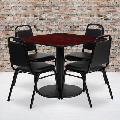 Flash Furniture Table Set, 36D x 36W, Mahogany (RSRB1010-GG)