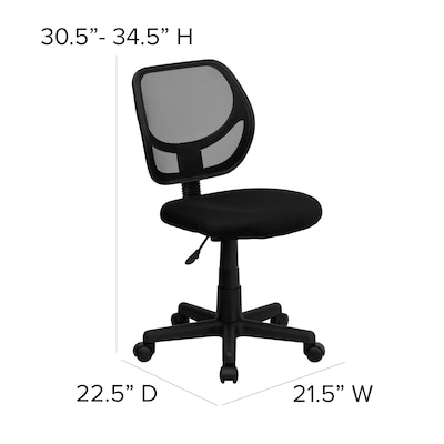 Flash Furniture Neri Armless Ergonomic Mesh Swivel Low Back Task Office Chair, Black (WA3074BK)