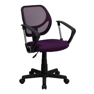 Flash Furniture Neri Ergonomic Mesh Swivel Low Back Task Office Chair, Purple (WA3074PURARM)