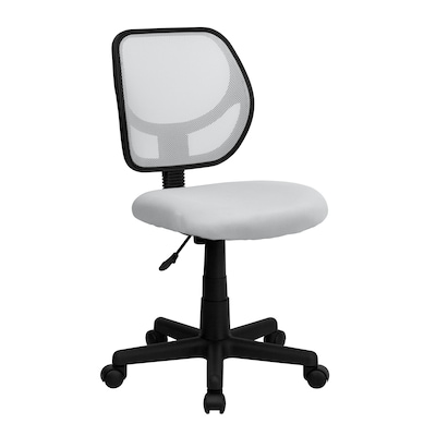 Flash Furniture Neri Armless Ergonomic Mesh Swivel Low Back Task Office Chair, White (WA3074WHT)