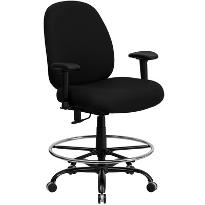 Belnick Hercules™ Series Big and Tall Drafting Stool with Arms and Extra Wide Seat,Black Fabric