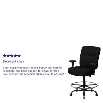 Flash Furniture HERCULES Big & Tall Fabric Drafting Stool, Black (WL-735SYG-BK-AD-GG)