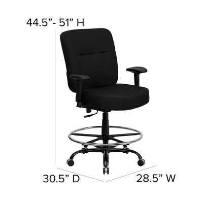 Flash Furniture HERCULES Big & Tall Fabric Drafting Stool, Black (WL-735SYG-BK-AD-GG)
