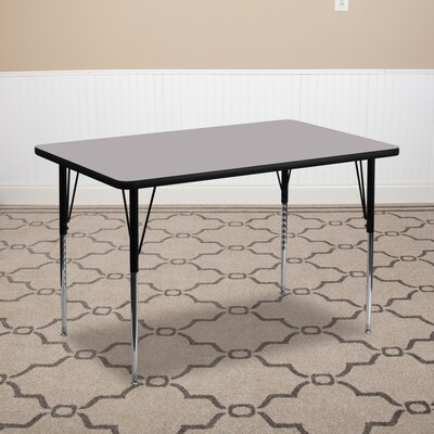 Flash Furniture Wren Rectangular Activity Table, 24" x 48", Height Adjustable, Gray (XUA2448RECGYTA)