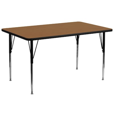 Flash Furniture Wren Rectangular Activity Table, 30 x 72, Height Adjustable, Oak (XUA3072RECOAKTA)