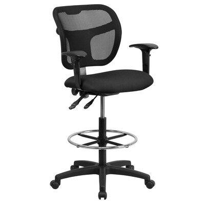 Flash Furniture Mesh Back Fabric Drafting Stool, Black (WL-A7671SYG-BK-AD-GG)