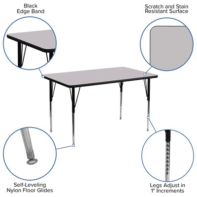 Flash Furniture Wren Rectangular Activity Table, 24" x 48", Height Adjustable, Gray (XUA2448RECGYTA)