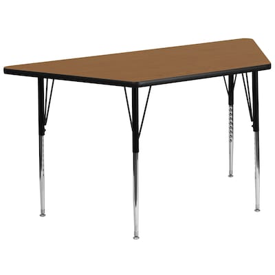 Flash Furniture Wren Trapezoid Activity Table, 29 x 57, Height Adjustable, Oak (XUA3060TRPOAKTA)