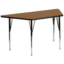 Flash Furniture Wren Trapezoid Activity Table, 29 x 57, Height Adjustable, Oak (XUA3060TRPOAKTA)