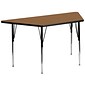 Flash Furniture 21-30H x 26 1/4W x 57 1/2D 16 Gauge Tubular Steel Trapezoid Activity Table, Oak