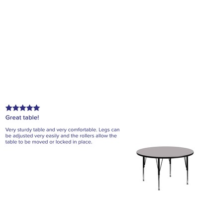 Flash Furniture Wren 42'' Round Activity Table, Height Adjustable, Gray (XUA42RNDGYTP)