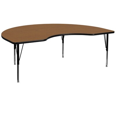 Flash Furniture Kidney Activity Table, 48 x 96, Height Adjustable, Oak (XUA4896KIDOAKTP)