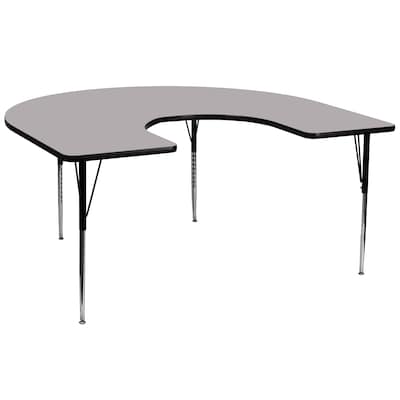 Flash Furniture 21 1/8 - 30 1/8H x 60W x 66D 16 Gauge Tubular Steel Horseshoe Activity Table, Gray