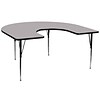 Flash Furniture 21 1/8 - 30 1/8H x 60W x 66D 16 Gauge Tubular Steel Horseshoe Activity Table, Gray