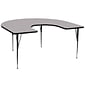 Flash Furniture 21 1/8" - 30 1/8H x 60W x 66D 16 Gauge Tubular Steel Horseshoe Activity Table, Gray