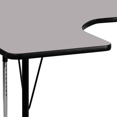 Flash Furniture 21 1/8" - 30 1/8H x 60W x 66D 16 Gauge Tubular Steel Horseshoe Activity Table, Gray