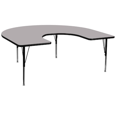 Flash Furniture 16 1/8-25 1/8H x 60W x 66D 16 Gauge Tubular Steel Kidney Shaped Activity Table, Gray