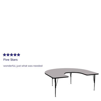 Flash Furniture 16 1/8-25 1/8H x 60W x 66D 16 Gauge Tubular Steel Kidney Shaped Activity Table, Gray