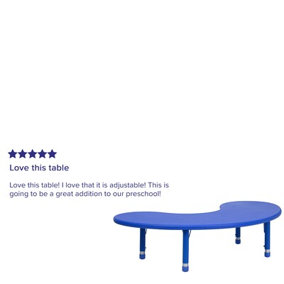 Flash Furniture Wren 65" Half-Moon Activity Table, Height Adjustable, Blue (YUYCX04MOONTBBL)