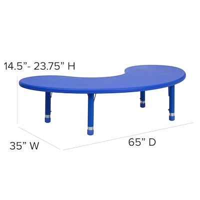 Flash Furniture Wren 65" Half-Moon Activity Table, Height Adjustable, Blue (YUYCX04MOONTBBL)