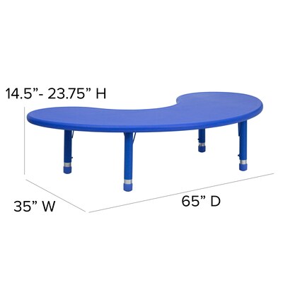 Flash Furniture Wren 65" Half-Moon Activity Table, Height Adjustable, Blue (YUYCX04MOONTBBL)