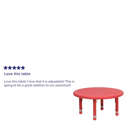 Flash Furniture Wren 33" Round Activity Table, Height Adjustable, Red (YUYCX007RDTBRD)