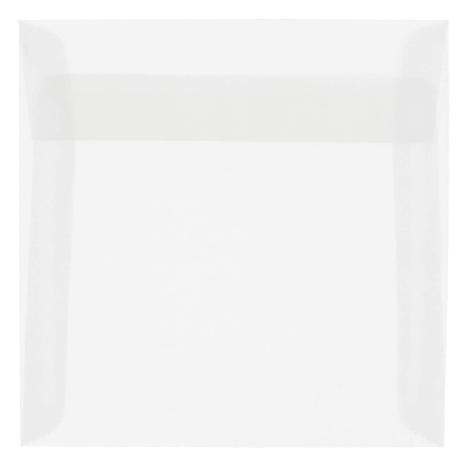 JAM Paper 7.5 x 7.5 Square Translucent Vellum Invitation Envelopes, Clear, 25/Pack (81981)