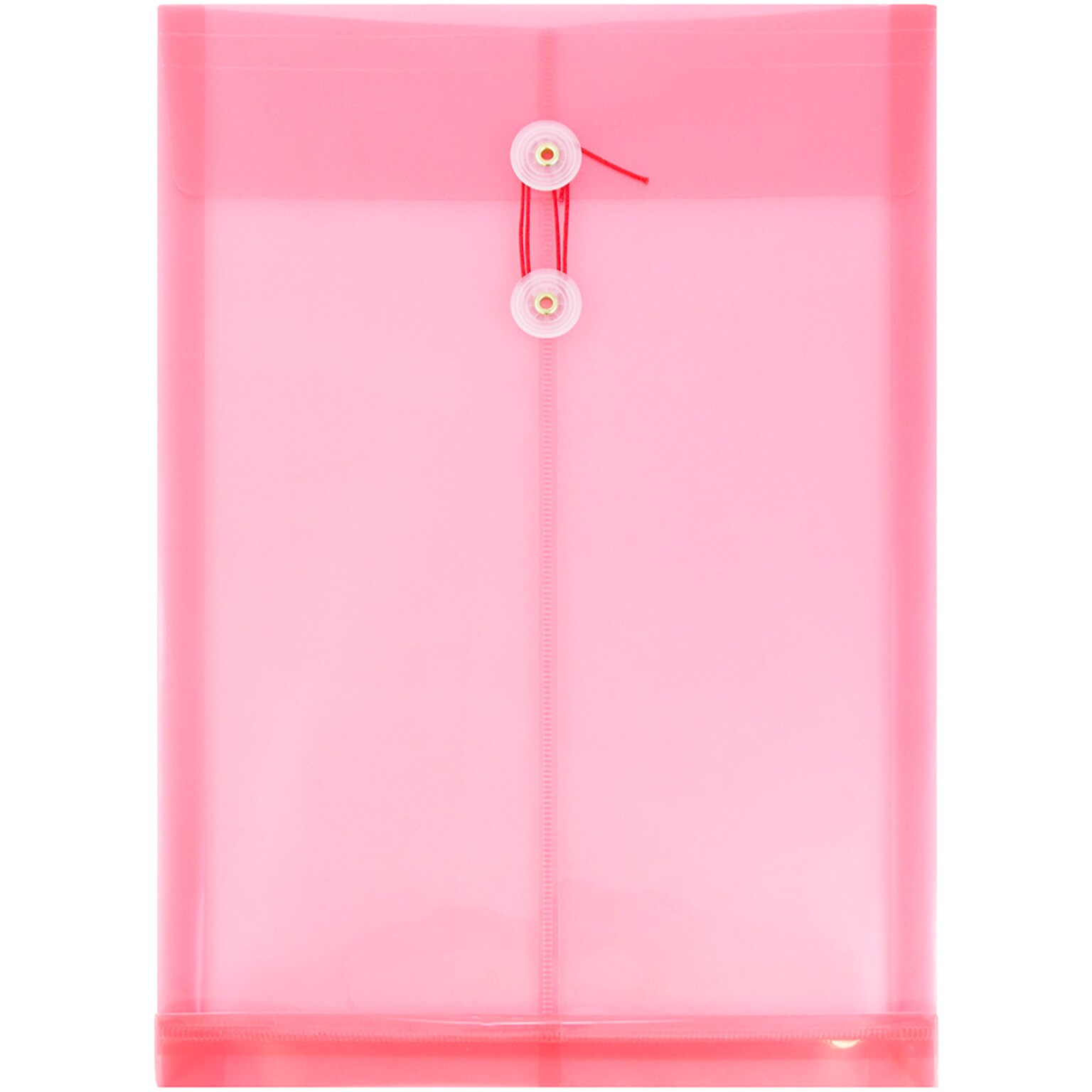 JAM Paper® Plastic Envelopes with Button and String Tie Closure, Legal Open End, 9.75 x 14.5, Pink, 12/Pack (119B1PI)