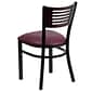 Flash Furniture Hercules Black Decorative Slat Back Metal Restaurant Chair, Walnut Back, Vinyl Seat