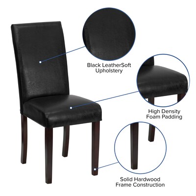 Flash Furniture Contemporary Faux Leather Parsons Dining Chair, Black (BT350BKLEA023)